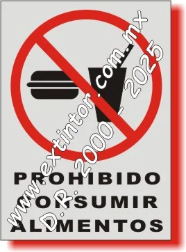 Se�alamiento de Seguridad e Higiene para PROHIBIDO CONSUMIR ALIMENTOS